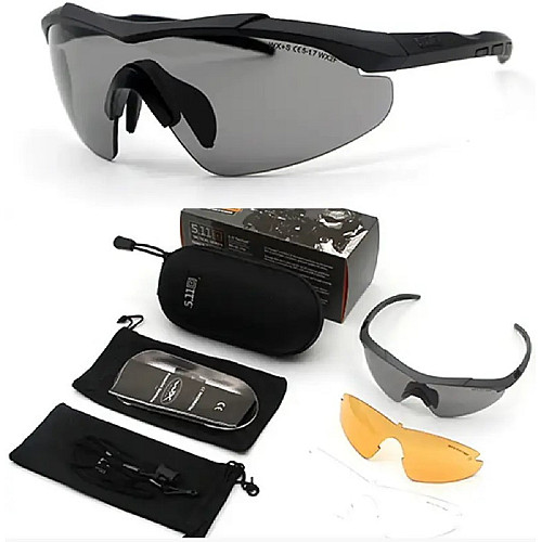 Тактичні Окуляри 5.11 Tactical Aileron Shield з 3 лінзами чорна оправа з поляризацією