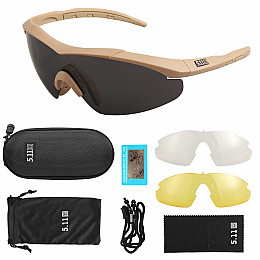 Тактичні Окуляри 5.11 Tactical Aileron Shield з 3 лінзами койот оправою з поляризацією