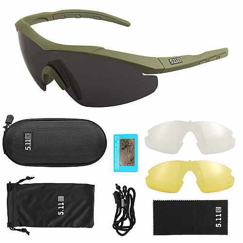 Тактичні Окуляри 5.11 Aileron Shield з 3 лінзами 5.11 Tactical олива оправи з поляризацією