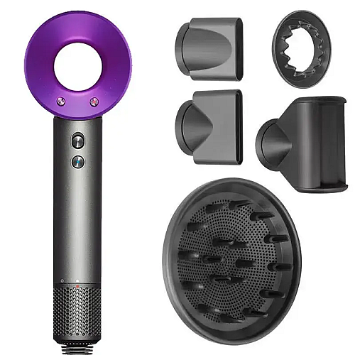 Фен стайлер для волос Kemei 5 в 1 Supersonic Premium Magic Hair 1600 Вт 5 насадок Фіолетовий (HD07F)