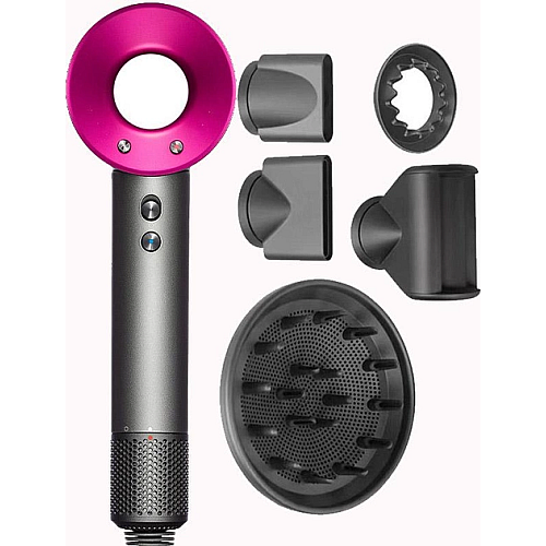 Фен стайлер для волос Kemei 5 в 1 Supersonic Premium Magic Hair 1600 Вт 5 насадок Рожевий (HD07P)