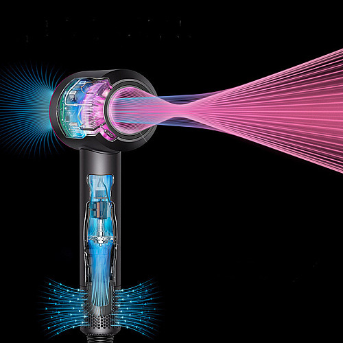 Фен стайлер для волос Kemei 5 в 1 Supersonic Premium Magic Hair 1600 Вт 5 насадок Рожевий (HD07P)