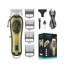 Машинка для стрижки волос VGR V-658 Salon series акумуляторна бездротова Bronze