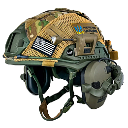 Захисний комплект Шолом FAST NIJ IIIA/навушники Walkers Razor Slim з чебурашкою/ліхтарик/кавер L Мультикам