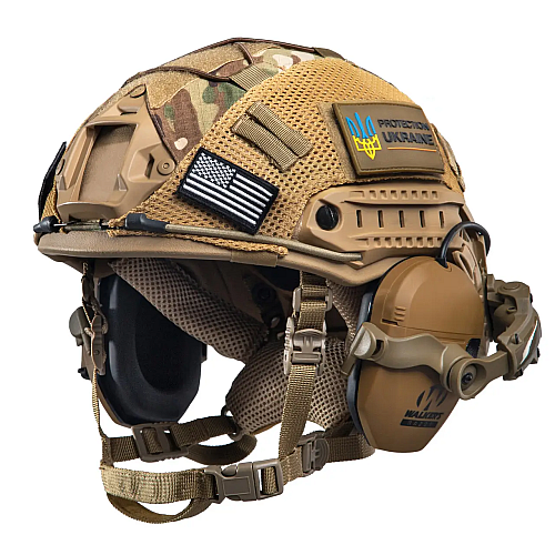Комплект шлем FAST Team Wendy NIJ IIIA/наушники Walkers Razor/креплення Чебурашки/кавер S Мультикам