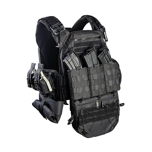 Комплект плитоноска з підсумками та напашником без плит No Brand 25 х 30 см Чорний (2019384333)