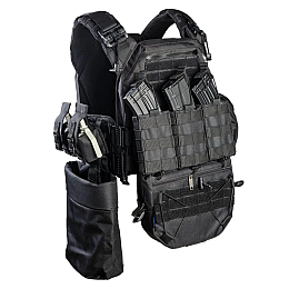 Комплект плитоноска з підсумками та напашником без плит No Brand 25 х 30 см Чорний (2019384333)