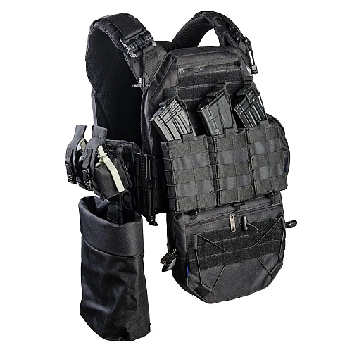 Комплект плитоноска з підсумками та напашником без плит No Brand 25 х 30 см Чорний (2019384333)