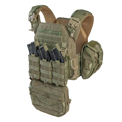 Комплект плитоноска з підсумками та напашником без плит No Brand 30 х 25 см Оливковий (2019385805)