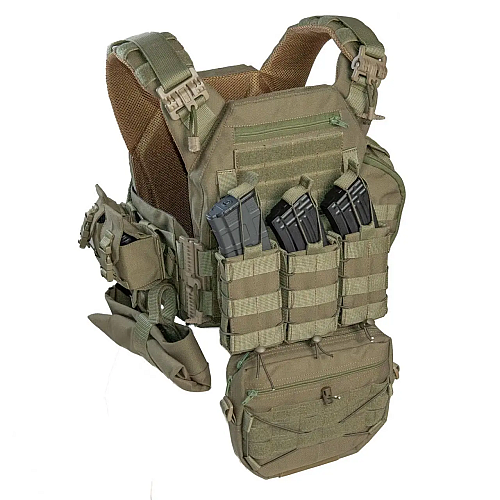 Комплект плитоноска з підсумками та напашником без плит No Brand 30 х 25 см Оливковий (2019385805)