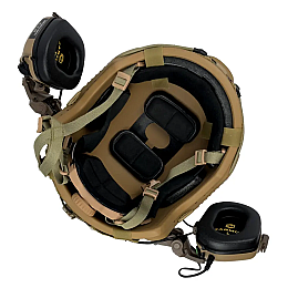 Тактичний комплект шолом FAST/кавера/навушники Earmor М31/кріплення Чебурашка S Койот