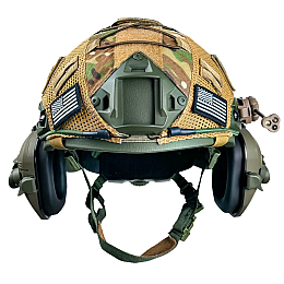 Комплект шлем FAST NIJ IIIA/наушники Walkers Razor/чебурашки/фонарик/кавер S Мультикам