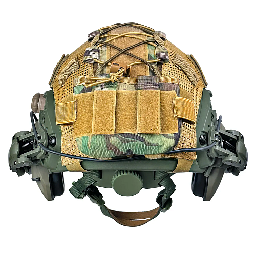 Комплект шлем FAST NIJ IIIA/наушники Walkers Razor/чебурашки/фонарик/кавер M Мультикам