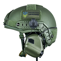 Шлем кевларовий FAST NIJ IIIA і навушники Earmor M31H Mod3 XL Ranger Green