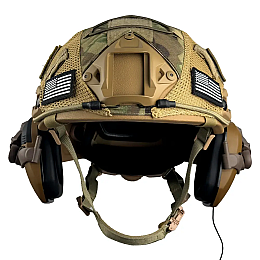 Комплект шлем FAST Helmet NIJ IIIA/наушники Walkers Razor Slim з чебурашкою/кавер L Мультикам