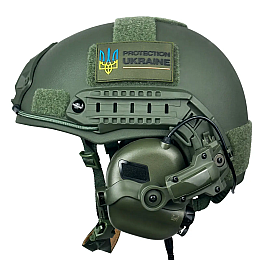 Тактичний комплект шолом FAST/навушники Earmor М31/кріплення Чебурашка XL Оливковий