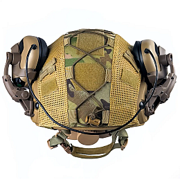 Комплект шлем FAST Helmet NIJ IIIA/наушники Earmor M32 Mod3 з чебурашкою/кавер S Мультикам