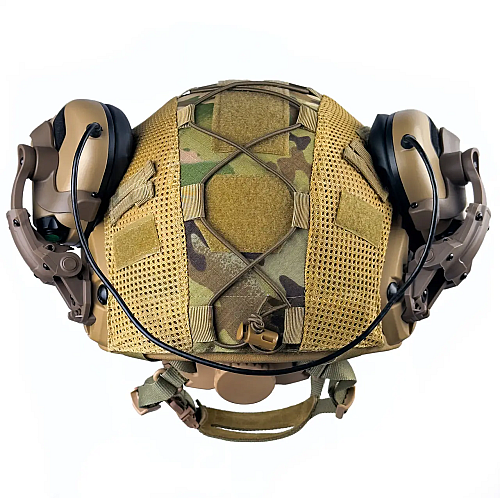 Комплект шлем FAST Helmet NIJ IIIA/наушники Earmor M32 Mod3 з чебурашкою/кавер S Мультикам