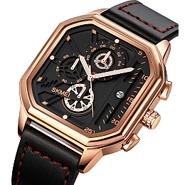Наручні Годинники чоловічі класичні Skmei 1963 Рожеве золото