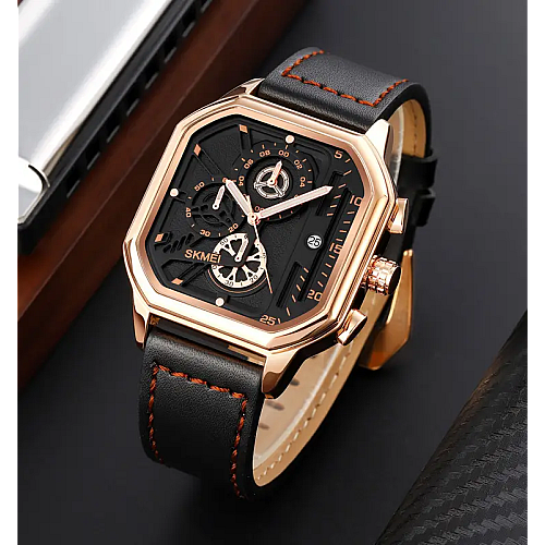 Наручні Годинники чоловічі класичні Skmei 1963 Рожеве золото