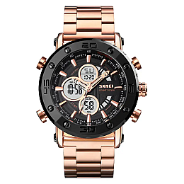 Мужські годинники Skmei 1636 з браслетом Рожеве золото