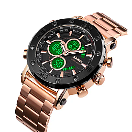 Мужські годинники Skmei 1636 з браслетом Рожеве золото