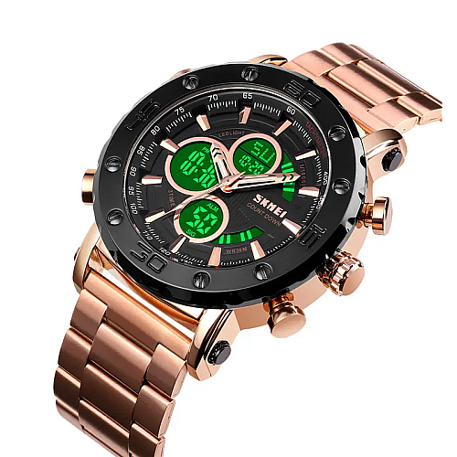 Мужські годинники Skmei 1636 з браслетом Рожеве золото