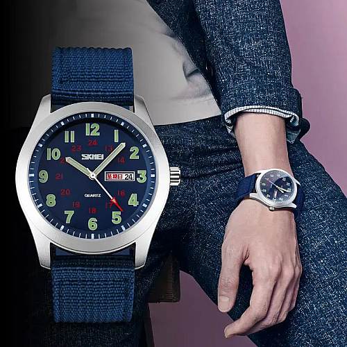 Чоловічі наручні класичні годинники Skmei 9112 Синій