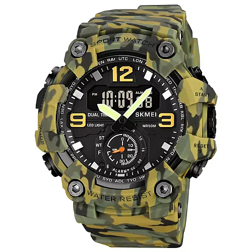 Чоловічі спортивні наручні годинники Skmei 1965 Зелений камуфляж