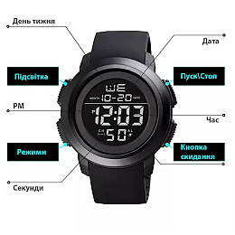 Спортивные мужские часы Skmei 1719 Черный