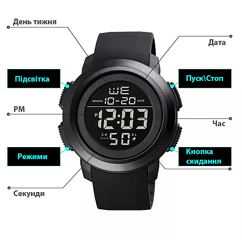 Спортивные мужские часы Skmei 1719 Черный