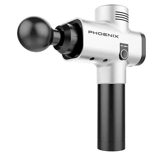 Массажер ударный триггерных точек Phoenix A2 4 насадки кнопочный Серый (2044847988)