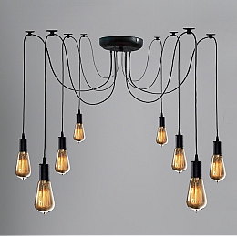 Светильник паук подвесной на 8 лампочек MSK Electric черный NL149-8