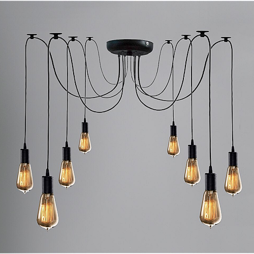 Светильник паук подвесной на 8 лампочек MSK Electric черный NL149-8