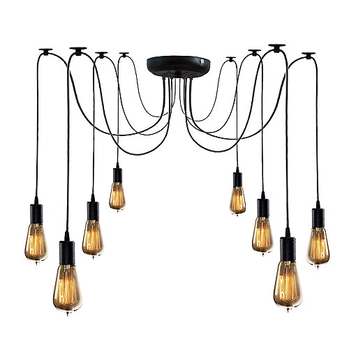 Светильник паук подвесной на 8 лампочек MSK Electric черный NL149-8