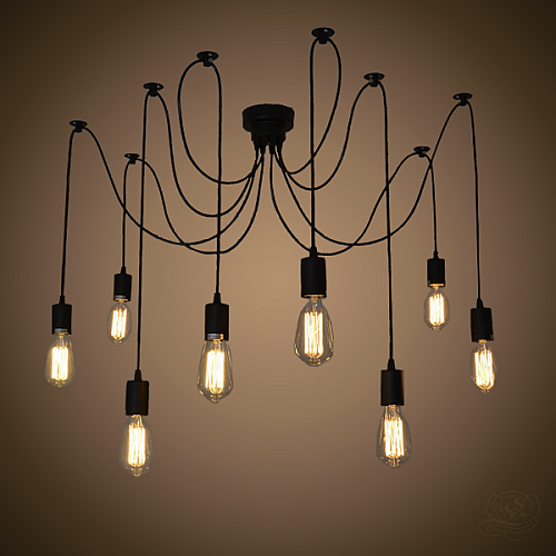 Светильник паук подвесной на 8 лампочек MSK Electric черный NL149-8