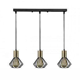 Светильник лофт MSK Electric Diadem подвесной на планке с бронзовым патроном NL 2215-3 BK+BN