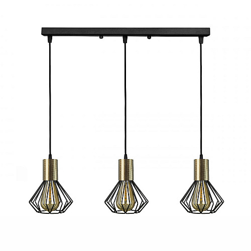 Светильник лофт MSK Electric Diadem подвесной на планке с бронзовым патроном NL 2215-3 BK+BN