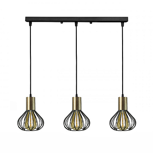 Светильник лофт подвесной на планке MSK Electric Lotus с бронзовыми патронами NL 1415-3 BK+BN