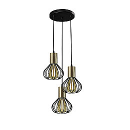 Светильник лофт подвесной на три плафона MSK Electric Lotus NL 1415-3R BK+BN с бронзовым патроном