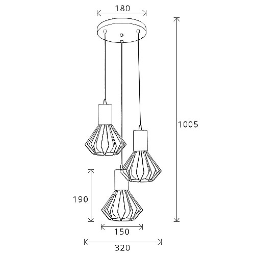 Светильник лофт MSK Electric Diadem подвесной на круглом основании NL 2215-3R CR хром