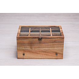 Органайзер для хранения наручных часов с шухлядой для аксессуаров ecoWalnut 14.9х27.5х18 см