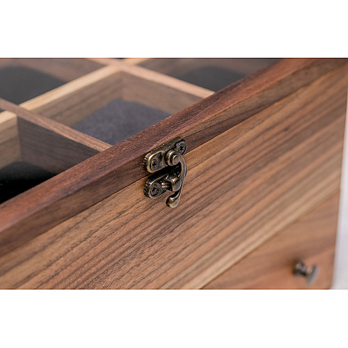 Органайзер для хранения наручных часов с шухлядой для аксессуаров ecoWalnut 14.9х27.5х18 см