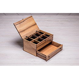 Бокс для зберігання наручних годинників з органайзером для аксесуарів ecoWalnut 14.9х27.5х18 см