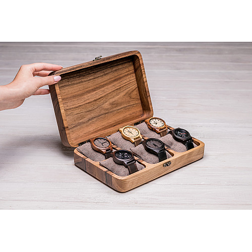 Органайзер на 6 ячеек для хранения часов ecoWalnut 7х26.5х18 см