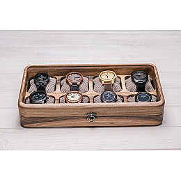 Органайзер на 8 осередків для зберігання наручних годинників ecoWalnut 7х35х18 см