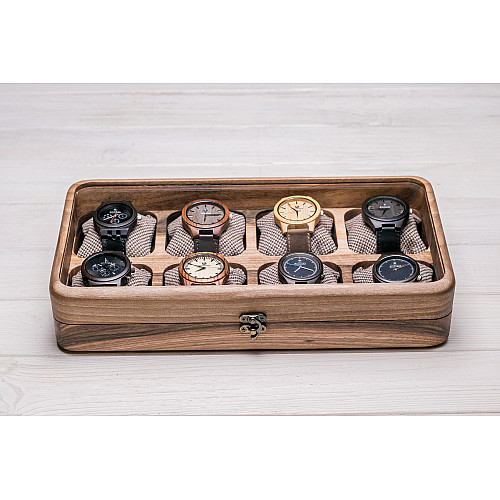 Органайзер на 8 осередків для зберігання наручних годинників ecoWalnut 7х35х18 см