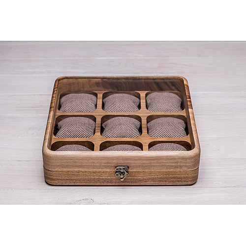 Органайзер на 9 секцій для наручних годинників ecoWalnut 7х26.5х26.5 см