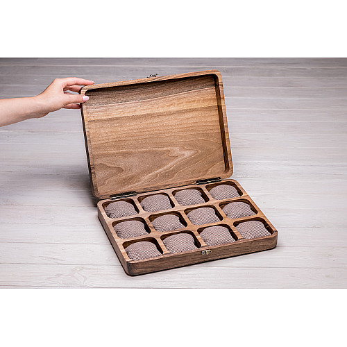 Деревянный органайзер на 12 секций для наручных часов ecoWalnut 7х35х26.5 см