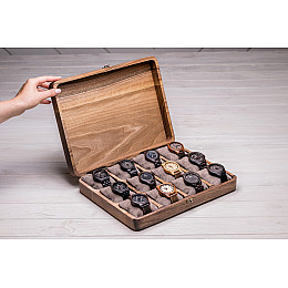 Деревянный органайзер на 12 секций для наручных часов ecoWalnut 7х35х26.5 см